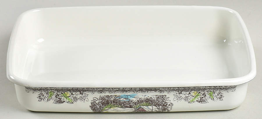 The Friendly Village ("England 1883" Backstamp) 10" Metal Rectangular Baker by Johnson Brothers-1