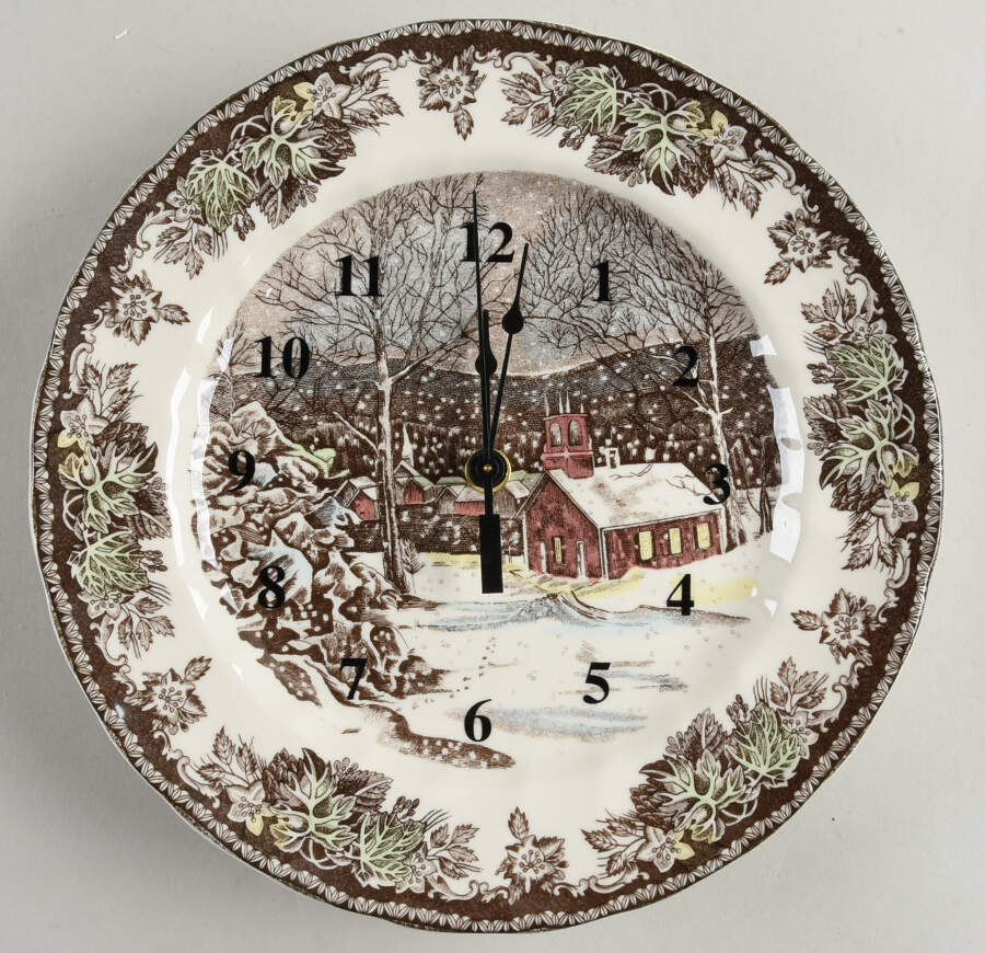 The Friendly Village ("England 1883" Backstamp) 1-2" depth  Clock Plate HC by Johnson Brothers-1