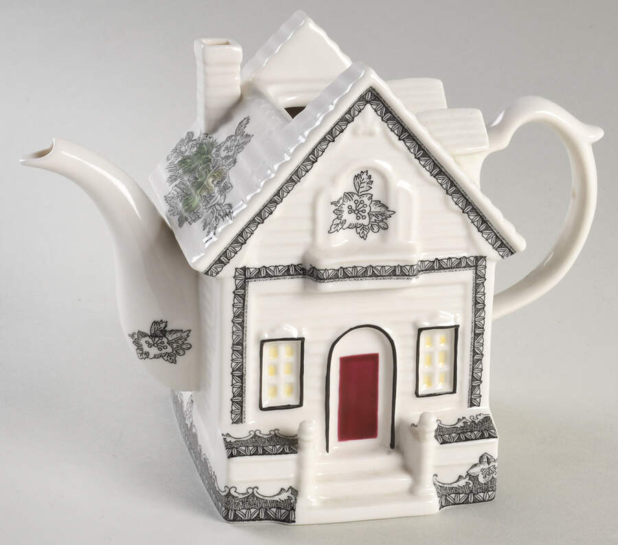 The Friendly Village ("England 1883" Backstamp) House Tea Pot No Lid by Johnson Brothers-1
