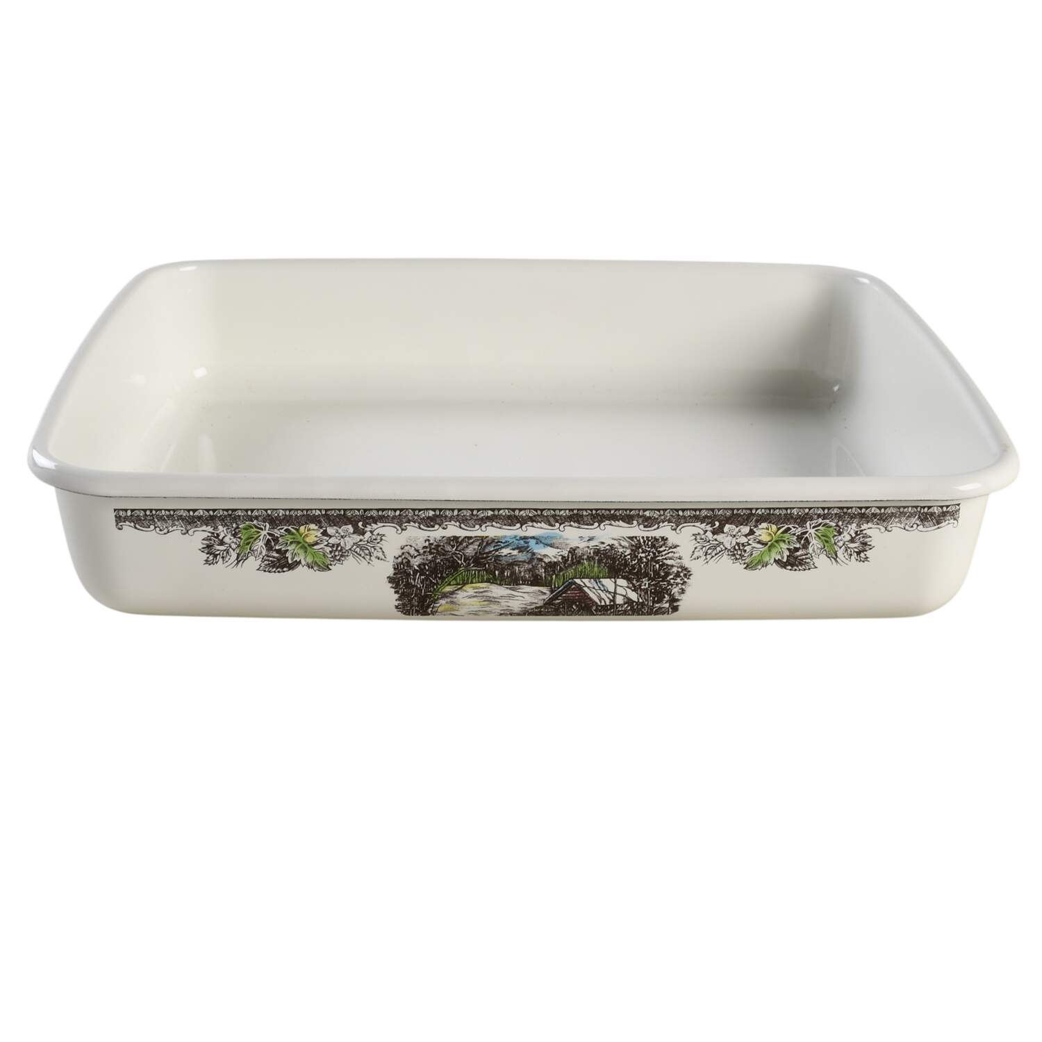 The Friendly Village ("England 1883" Backstamp) 2 Quart Metal Rectangular Baker No Lid by Johnson Brothers-1
