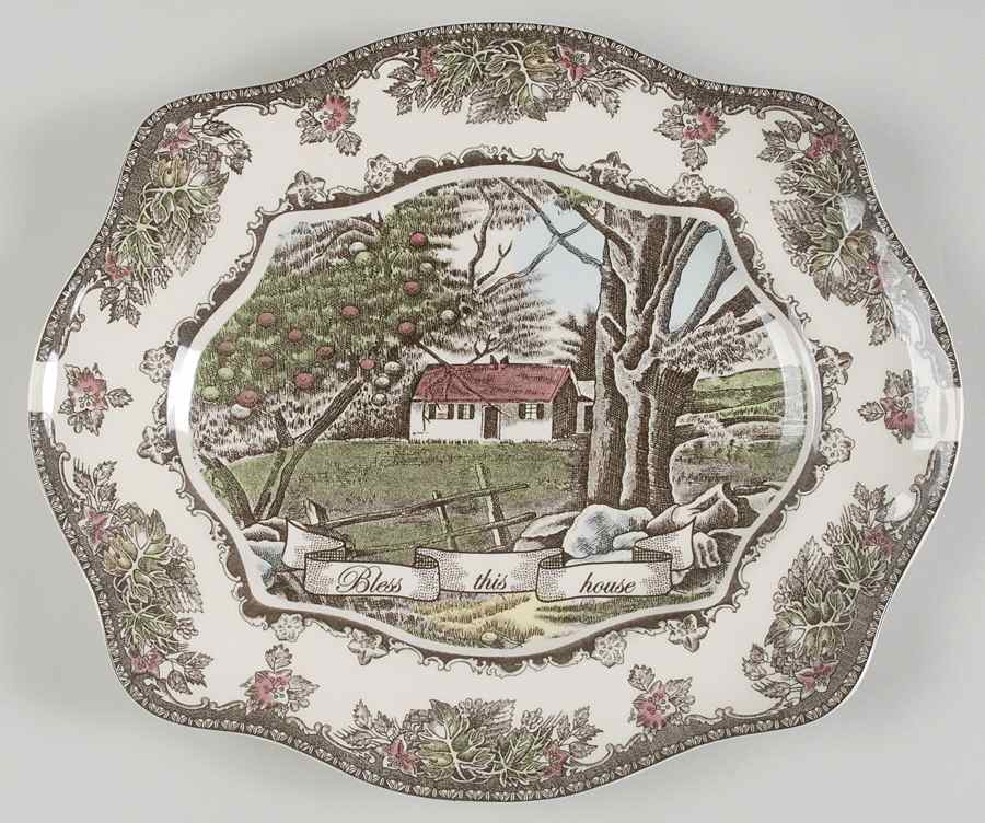 The Friendly Village ("England 1883" Backstamp) 11" Bless This House Platter by Johnson Brothers-1