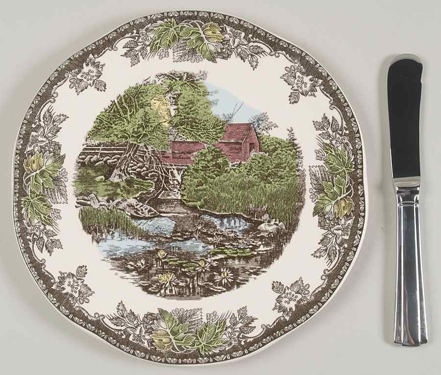 The Friendly Village ("England 1883" Backstamp) Tidbit W/Metal Spreader by Johnson Brothers-1