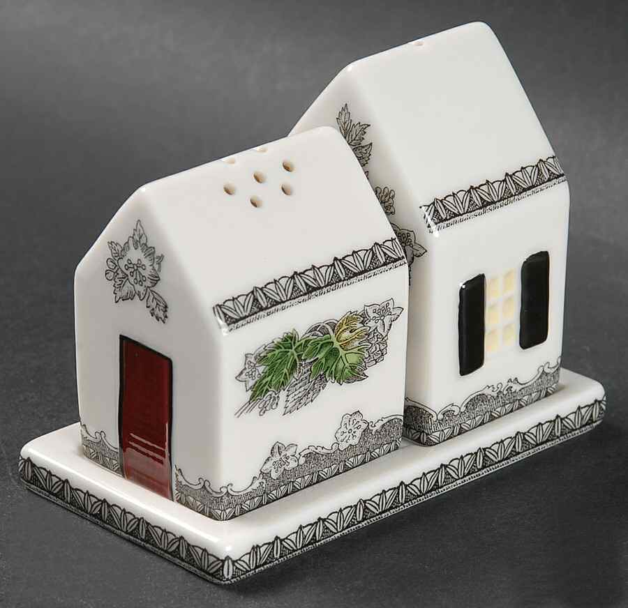 The Friendly Village ("England 1883" Backstamp) (3 Pc) Salt & Pepper Tray Set by Johnson Brothers-1
