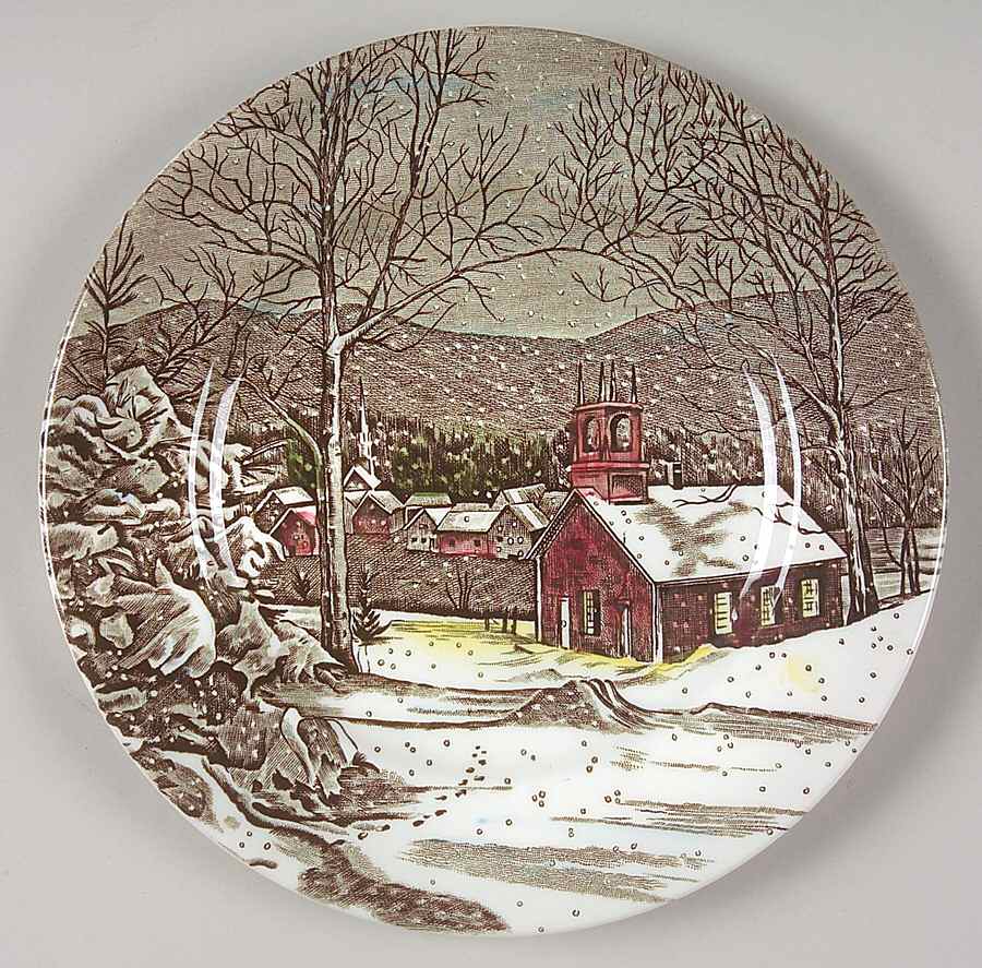 The Friendly Village ("England 1883" Backstamp) Canape Plate by Johnson Brothers-1