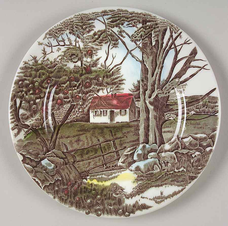 The Friendly Village ("England 1883" Backstamp) Canape Plate by Johnson Brothers-1