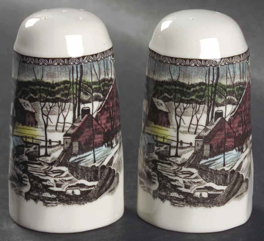 The Friendly Village ("England 1883" Backstamp) Salt & Pepper Set by Johnson Brothers-1