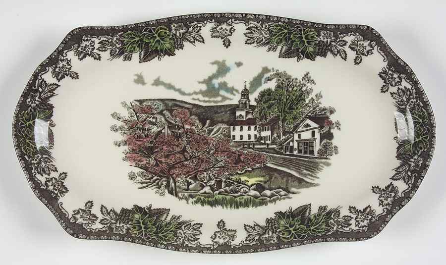 The Friendly Village ("England 1883" Backstamp) Large Sandwich Tray by Johnson Brothers-1