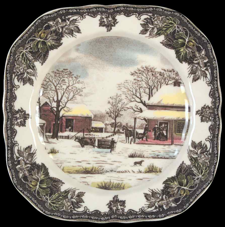 The Friendly Village ("England 1883" Backstamp) Square Salad Plate by Johnson Brothers-1