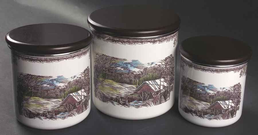 The Friendly Village ("England 1883" Backstamp) (6 Piece) Metal Canister Set by Johnson Brothers-1