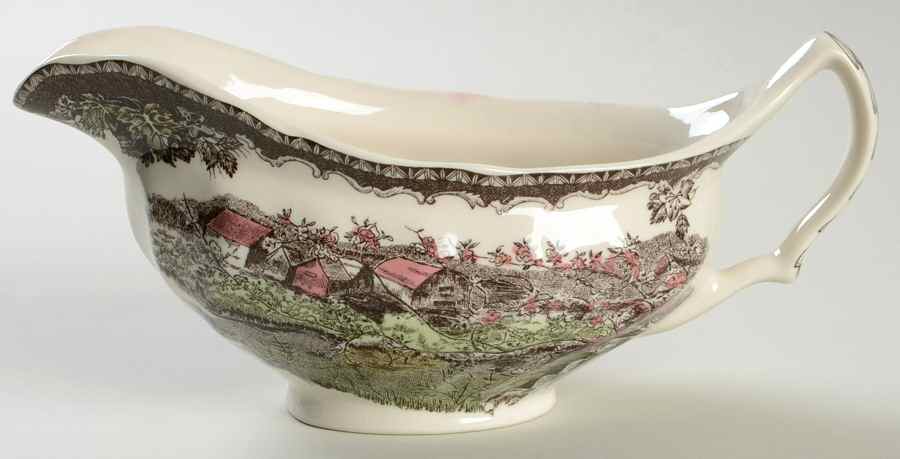 The Friendly Village ("England 1883" Backstamp) Gravy Boat by Johnson Brothers-1
