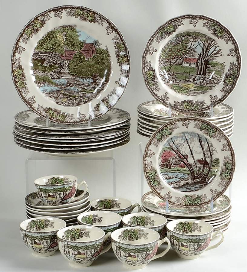 The Friendly Village ("England 1883" Backstamp) 40 Piece Set by Johnson Brothers-1