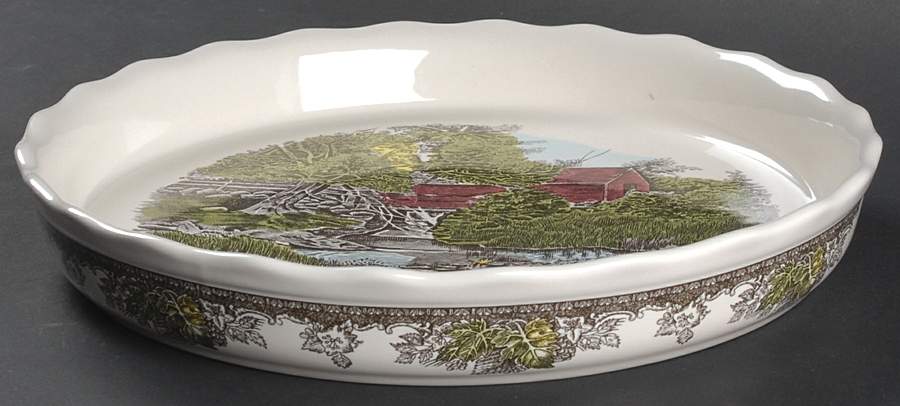 The Friendly Village ("England 1883" Backstamp) 10" Pie Baking Plate by Johnson Brothers-1