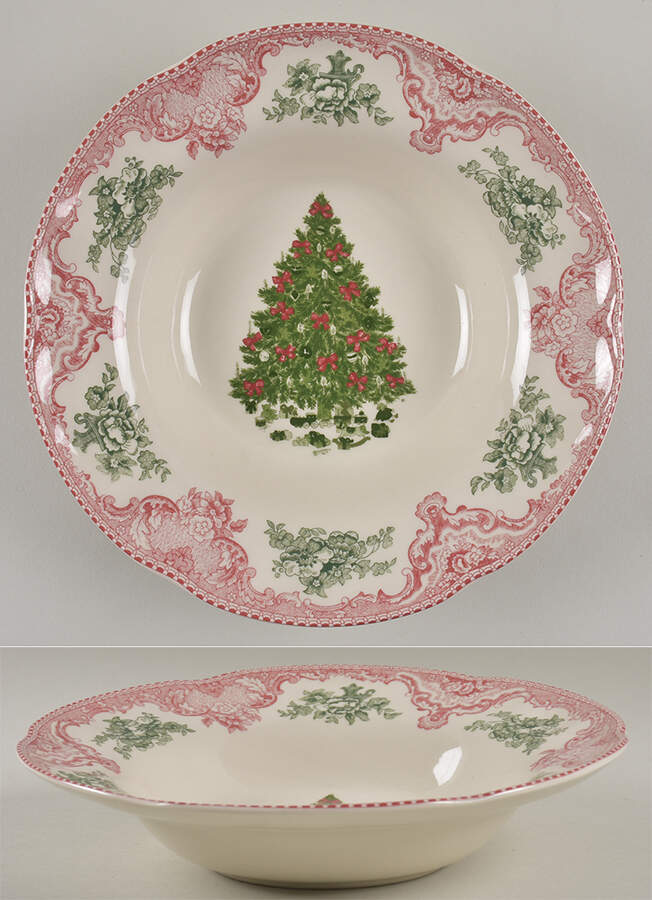 Old Britain Castles Pink Christmas (England 1883) Rim Soup Bowl by Johnson Brothers-1