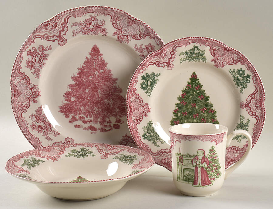 Old Britain Castles Pink Christmas (England 1883) 4 Piece Place Setting by Johnson Brothers-1