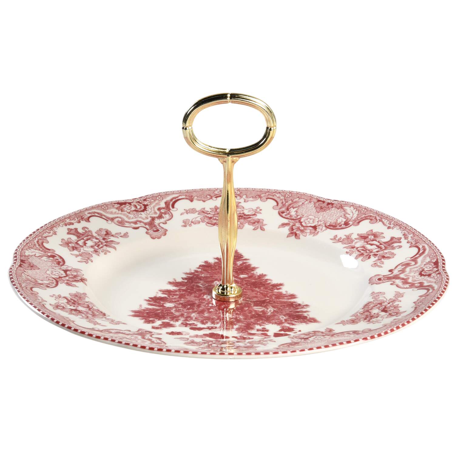 Old Britain Castles Pink Christmas (England 1883) Round Serving Plate with Center Handle (Dp) Hc by Johnson Brothers-1