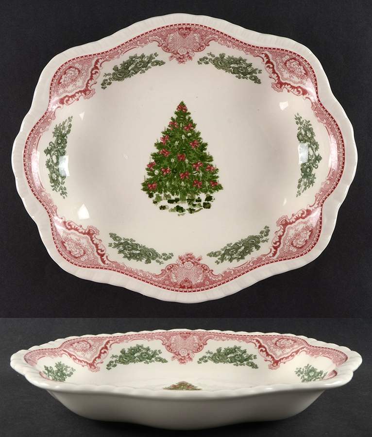 Old Britain Castles Pink Christmas (England 1883) 11" Scalloped Bowl by Johnson Brothers-1