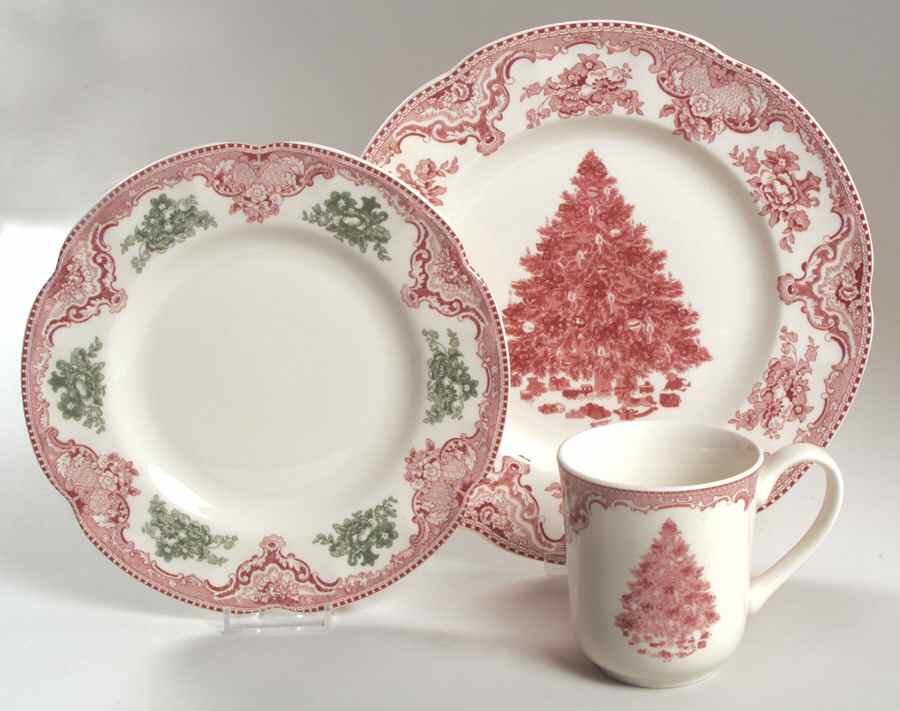 Old Britain Castles Pink Christmas (England 1883) 3 Piece Set by Johnson Brothers-1