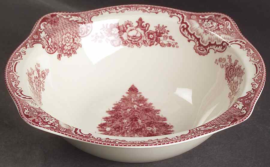 Old Britain Castles Pink Christmas (England 1883) 8" Round Vegetable Bowl by Johnson Brothers-1