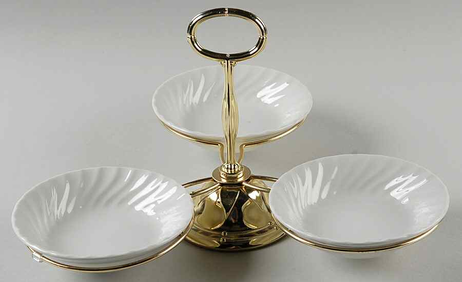 Regency (England 1883 Stamp, Made in China) 7" x 12" 3-Part Relish & Metal Stand (FR) HC by Johnson Brothers-1