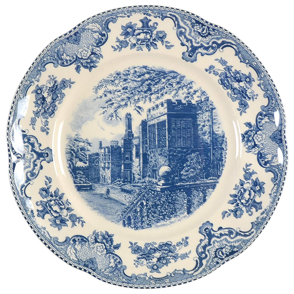 Old Britain Castles Blue (England 1883 Stamp) 12" Chop Plate (Round Platter) by Johnson Brothers-1