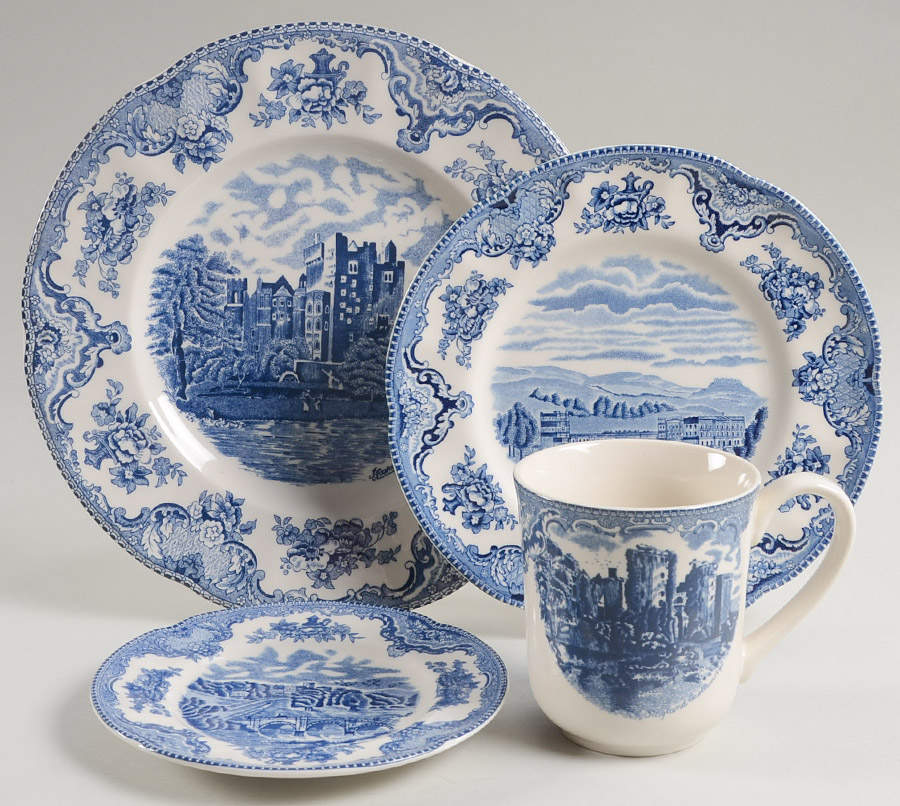 Old Britain Castles Blue (England 1883 Stamp) 4 Piece Place Setting by Johnson Brothers-1