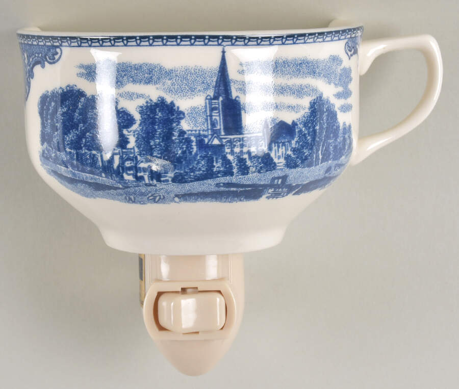 Old Britain Castles Blue (England 1883 Stamp) 1 5/8" + cup (H) Night Light/Cup HC by Johnson Brothers-1