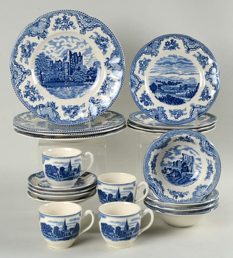 Old Britain Castles Blue (England 1883 Stamp) 20 Piece Set (4 CSLM1, DP, SP, CERR) by Johnson Brothers-1
