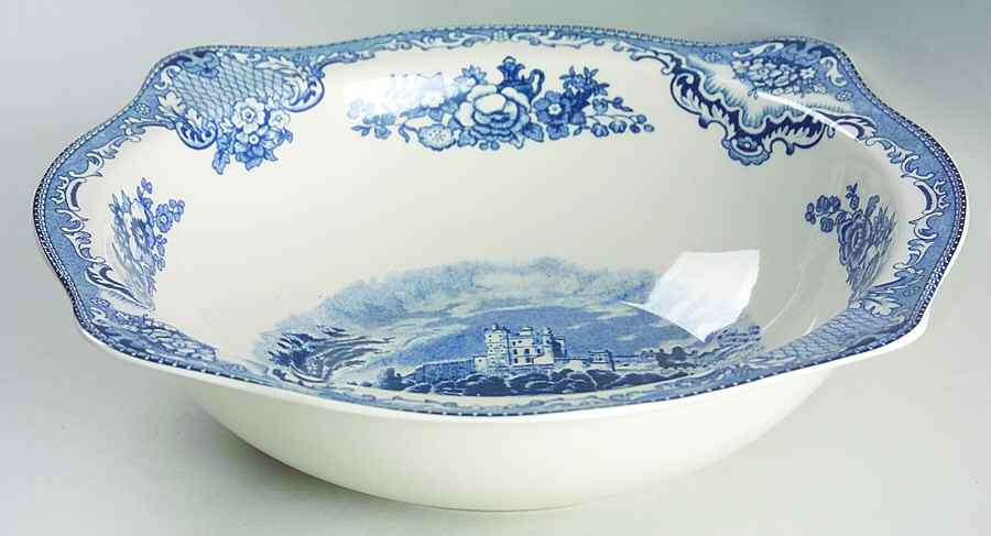 Old Britain Castles Blue (England 1883 Stamp) 10" Round Vegetable Bowl by Johnson Brothers-1