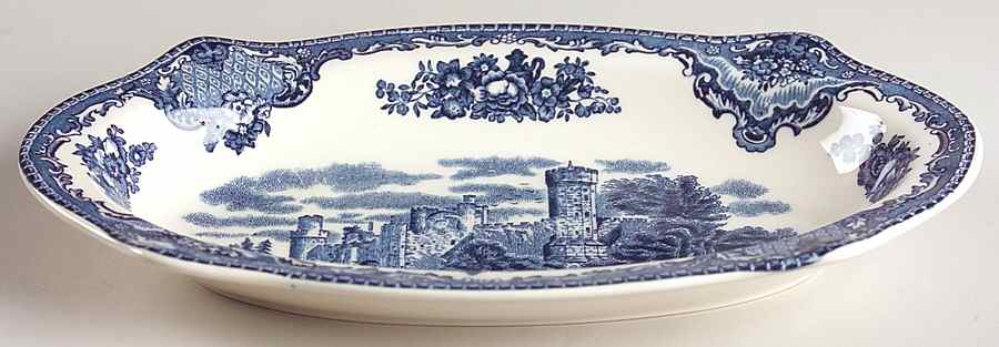 Old Britain Castles Blue (England 1883 Stamp) Relish/Gravy Underplate by Johnson Brothers-1