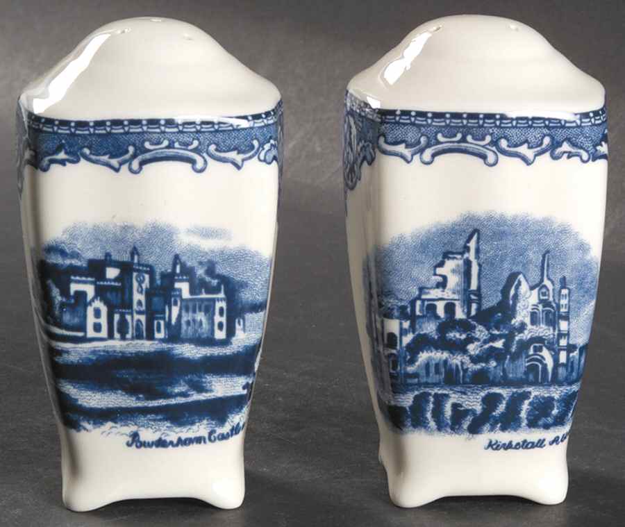Old Britain Castles Blue (England 1883 Stamp) Salt & Pepper Set by Johnson Brothers-1