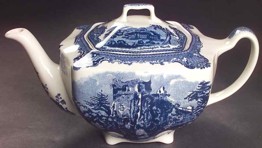 Old Britain Castles Blue (England 1883 Stamp) Teapot & Lid by Johnson Brothers-1