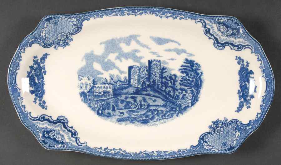 Old Britain Castles Blue (England 1883 Stamp) Large Sandwich Tray by Johnson Brothers-1