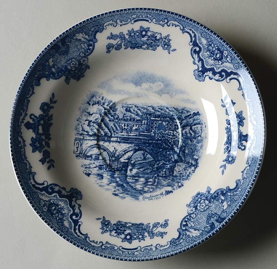 Old Britain Castles Blue (England 1883 Stamp) Saucer for Jumbo Cup by Johnson Brothers-1