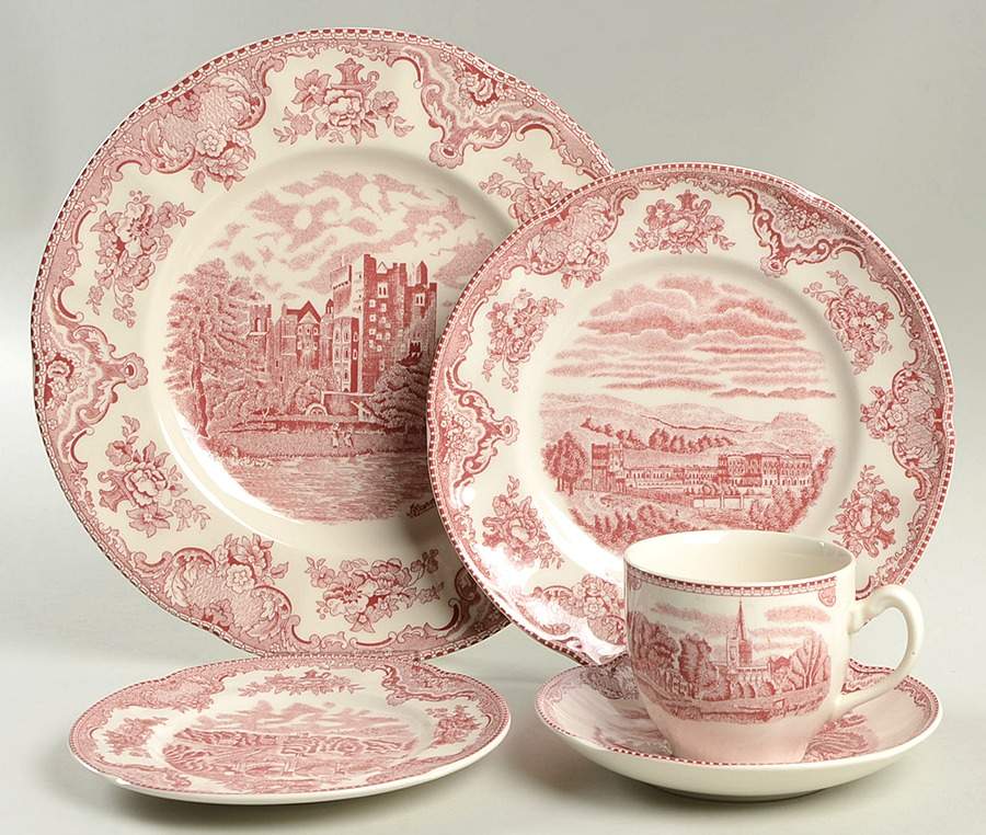 Old Britain Castles Pink (England 1883 Stamp) 40 Piece Estate Set by Johnson Brothers-1