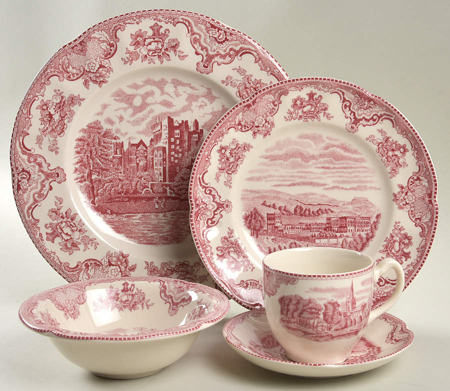 Old Britain Castles Pink (England 1883 Stamp) 40 Piece Estate Set by Johnson Brothers-1