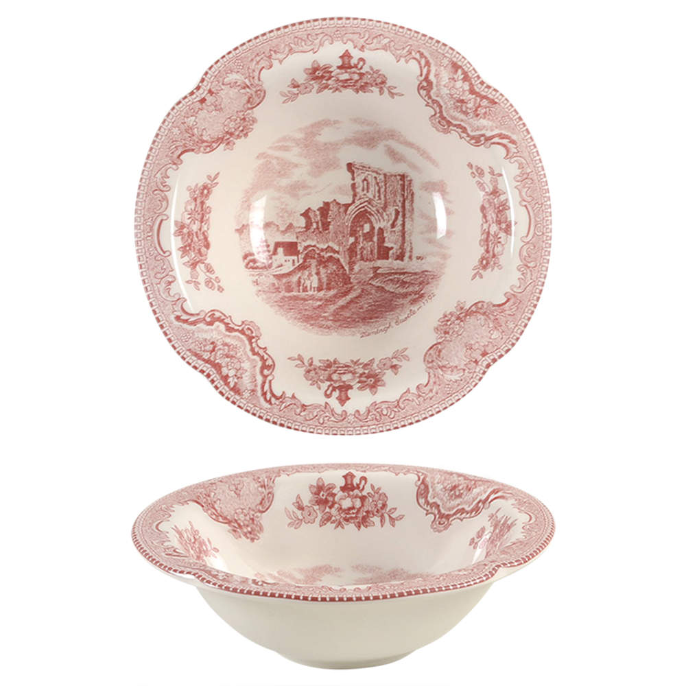 Old Britain Castles Pink (England 1883 Stamp) Rim Cereal Bowl by Johnson Brothers-1