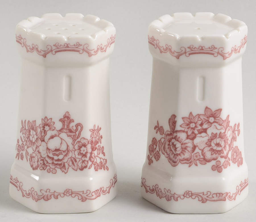 Old Britain Castles Pink (England 1883 Stamp) Salt & Pepper Set by Johnson Brothers-1