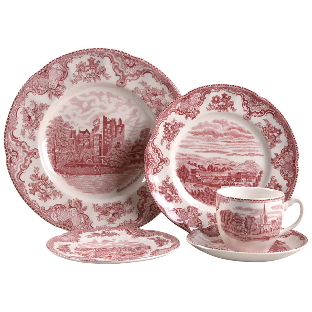 Old Britain Castles Pink (England 1883 Stamp) 40 Piece Estate Set by Johnson Brothers-1
