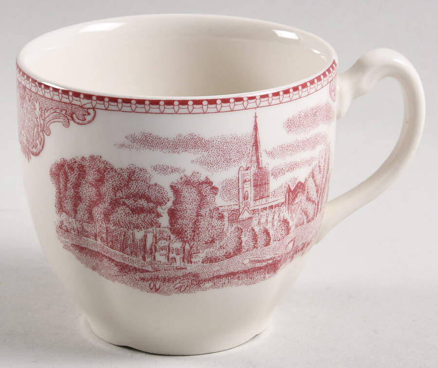 Old Britain Castles Pink (England 1883 Stamp) Flat Cup by Johnson Brothers-1