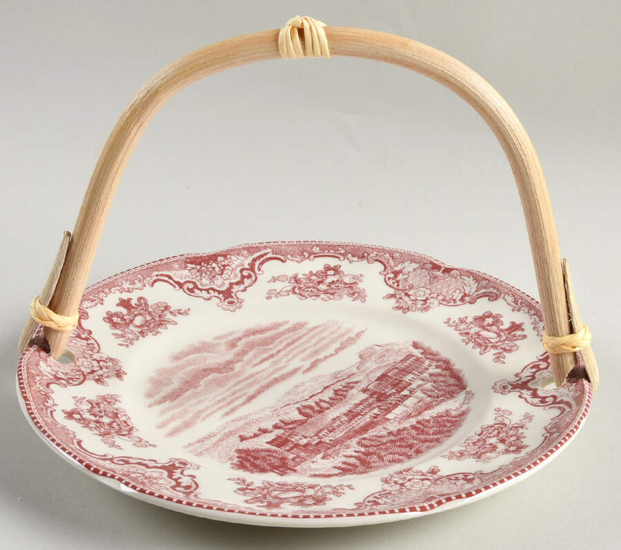 Old Britain Castles Pink (England 1883 Stamp) 5 3/8"-5 5/8" Bamboo Handled Serving Plate  HC by Johnson Brothers-1