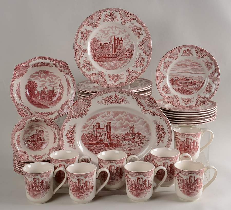 Old Britain Castles Pink (England 1883 Stamp) 34 Piece Set by Johnson Brothers-1