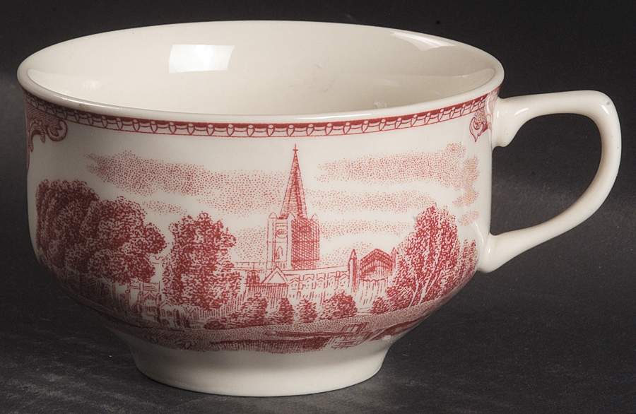 Old Britain Castles Pink (England 1883 Stamp) Flat Cup by Johnson Brothers-1