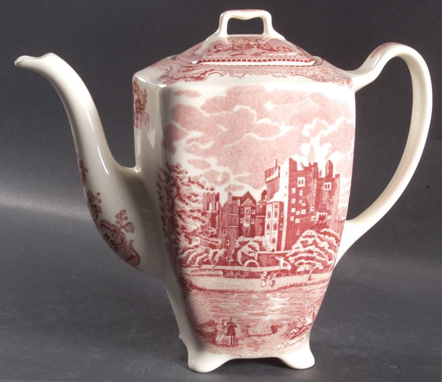 Old Britain Castles Pink (England 1883 Stamp) Coffee Pot & Lid by Johnson Brothers-1