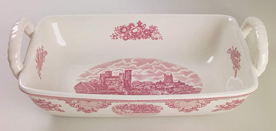 Old Britain Castles Pink (England 1883 Stamp) 12" Bread Basket by Johnson Brothers-1