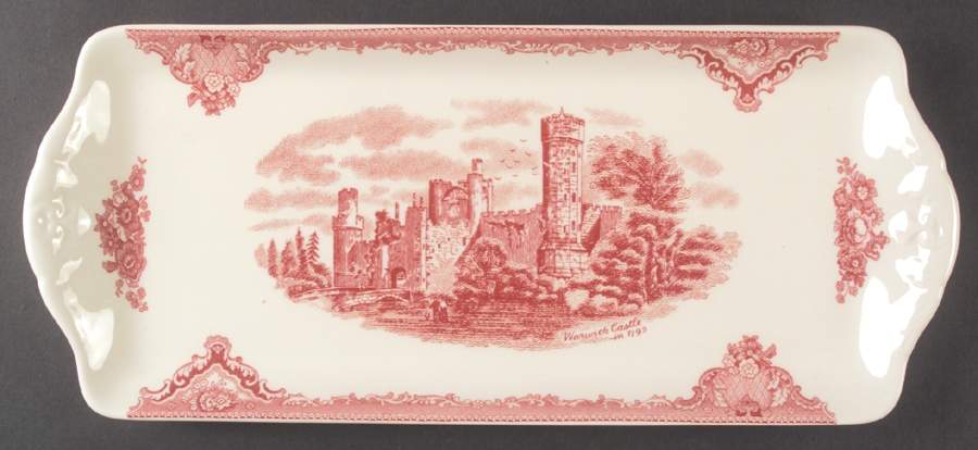 Old Britain Castles Pink (England 1883 Stamp) Rectangular Tray by Johnson Brothers-1
