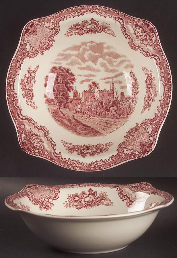 Old Britain Castles Pink (England 1883 Stamp) 8" Round Vegetable Bowl by Johnson Brothers-1