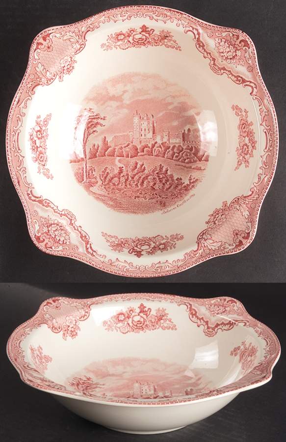 Old Britain Castles Pink (England 1883 Stamp) 10" Round Vegetable Bowl by Johnson Brothers-1