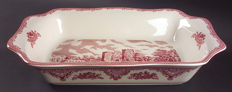 Old Britain Castles Pink (England 1883 Stamp) 14" Rectangular Baker by Johnson Brothers-1