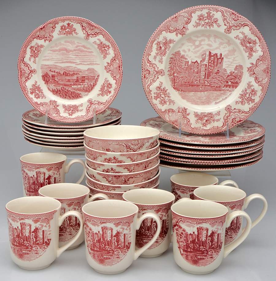 Old Britain Castles Pink (England 1883 Stamp) 32 Piece Set by Johnson Brothers-1