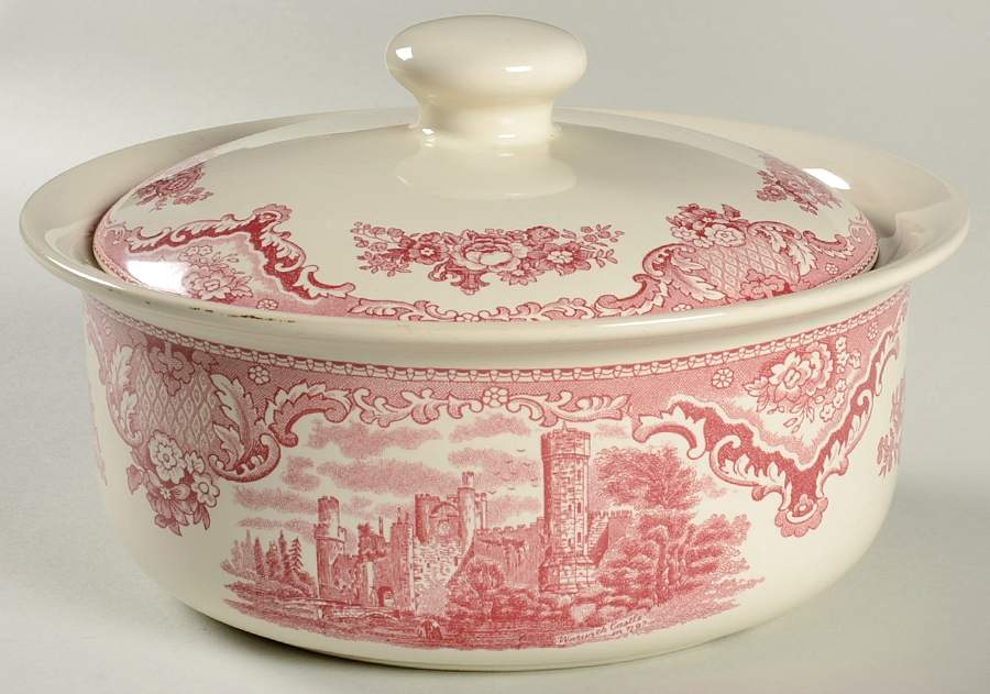 Old Britain Castles Pink (England 1883 Stamp) 2 Qt Round Covered Casserole by Johnson Brothers-1